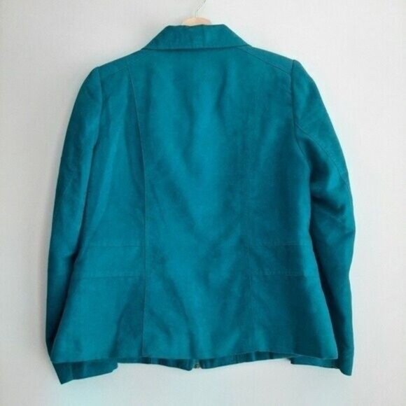 TANJAY Jacket Blazer Faux Suede Teal Blue Sz 6 P - Picture 7 of 11